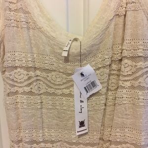With Tags lace Cream dress. Size L willow and clay